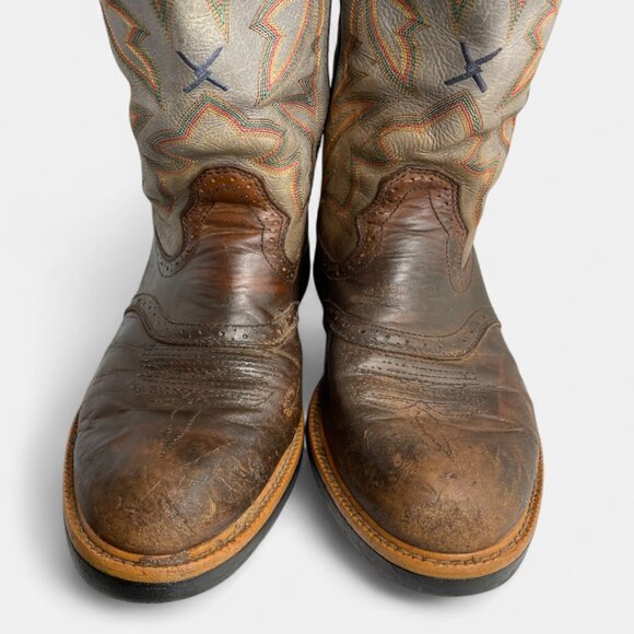 Twisted X Distressed Brown and Gray Western Boots - Picture 4 of 13
